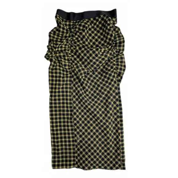 Rachel Comey Dresses & Skirts - RACHEL COMEY Black Yellow Gingham Seersucker Ruched Midi Skirt - Size US 0